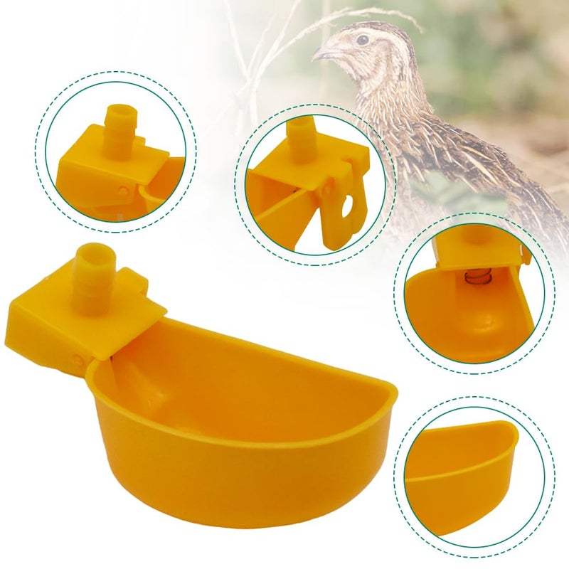 MODUODUO 12Pcs Quail Water Cups Pigeon Automatic Bird Waterer for Cage Hang Drinker Breeding Poultry Drinking Bowls(Yellow) - Image 4
